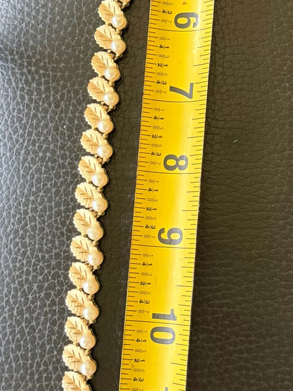 Vintage Trifari gold tone & faux pearl choker style necklace - rare